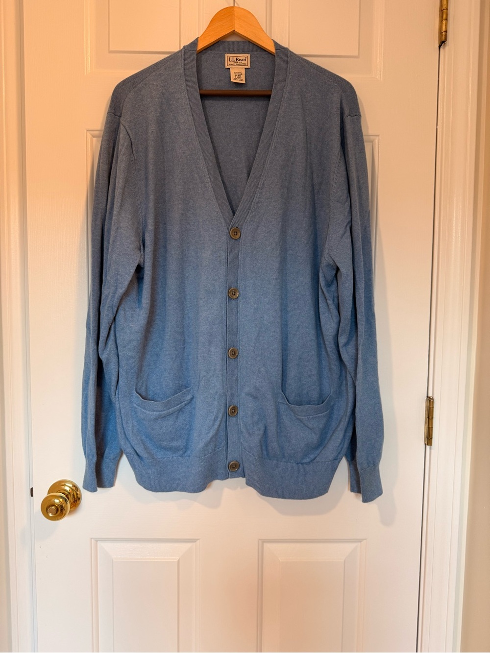 Men’s L.L.Bean Sky Blue Cotton-Cashmere Blend Sweater